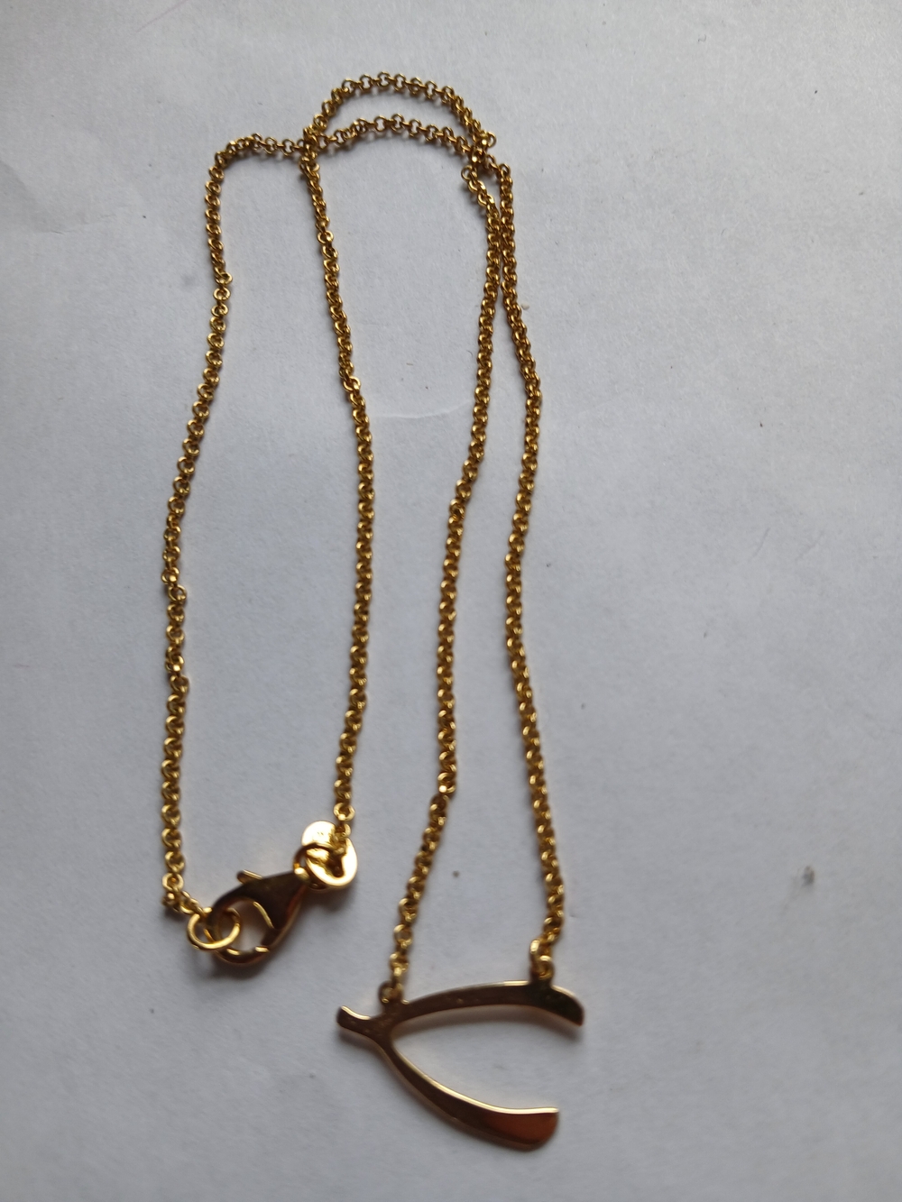 Gold Wishbone Pendant Necklace - Women's Gold Necklace